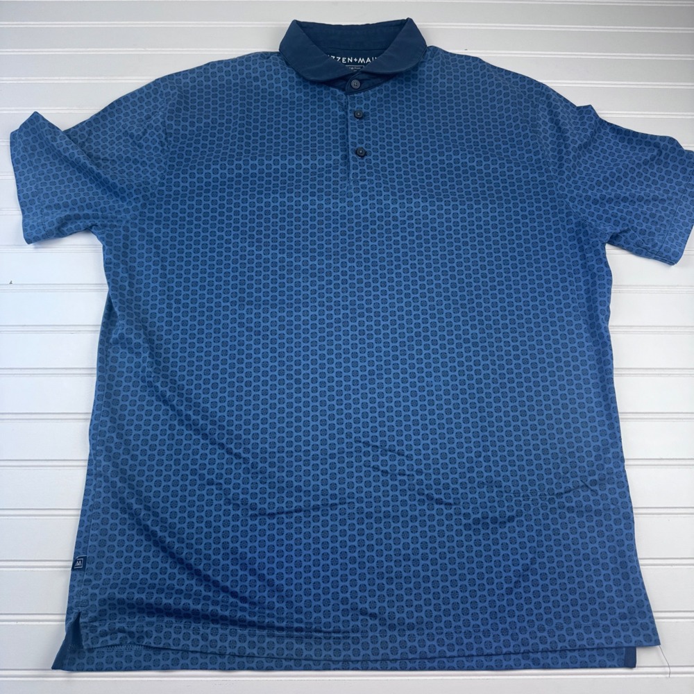 Mizzen + Main Men's XL Trim Blue Short Sleeve Polo
